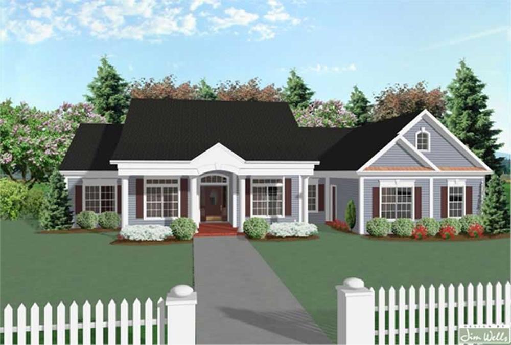 Home Plan Front Elevation of this 3-Bedroom,2097 Sq Ft Plan -109-1184