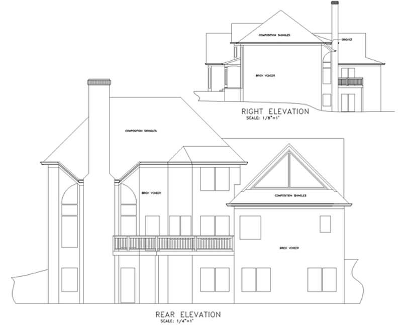 Home Plan Rear Elevation of this 4-Bedroom,2546 Sq Ft Plan -109-1185