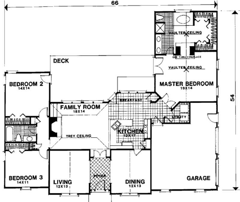 Floor Plan First Story of Craftsman Plan #109-1188