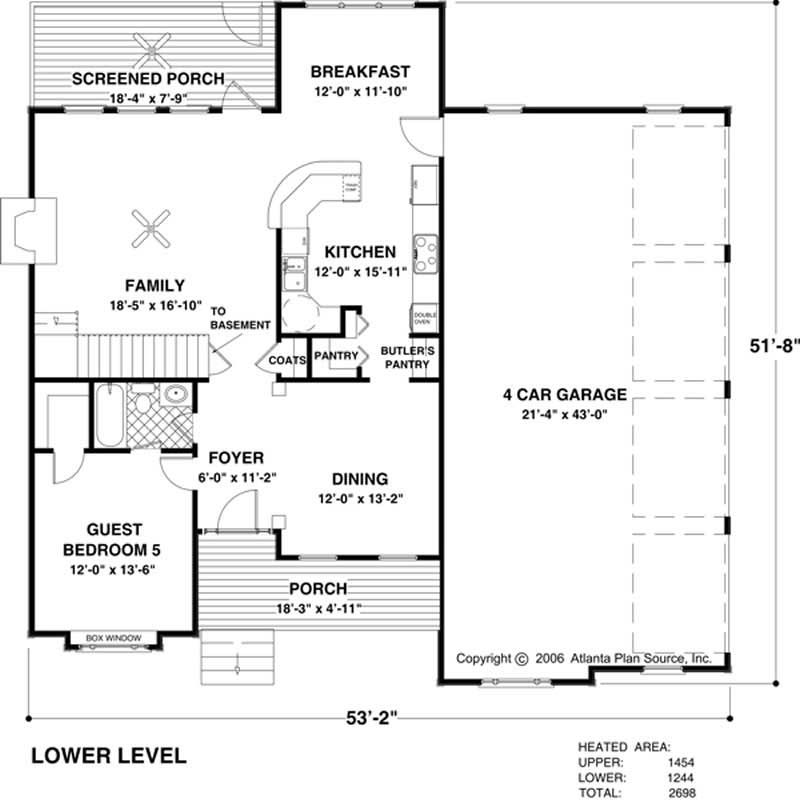 Floor Plan First Story of European Plan #109-1189