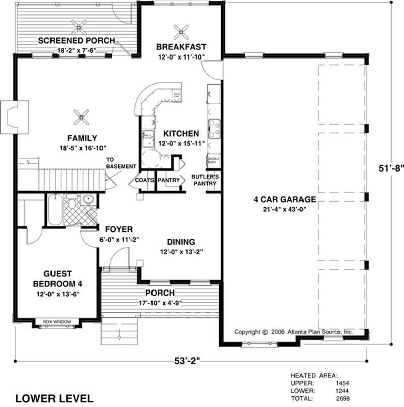Floor Plan First Story of Traditional Plan #109-1190