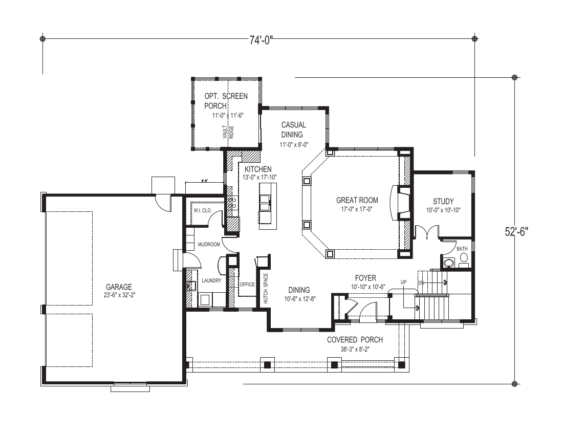 Floor Plan First Story of Craftsman Plan #109-1191