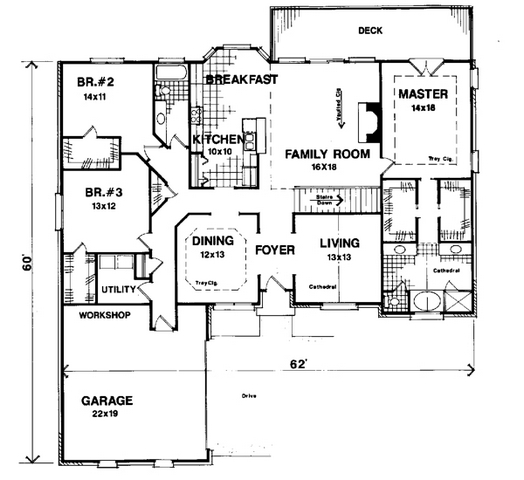 Floor Plan First Story of Ranch Plan #109-1192