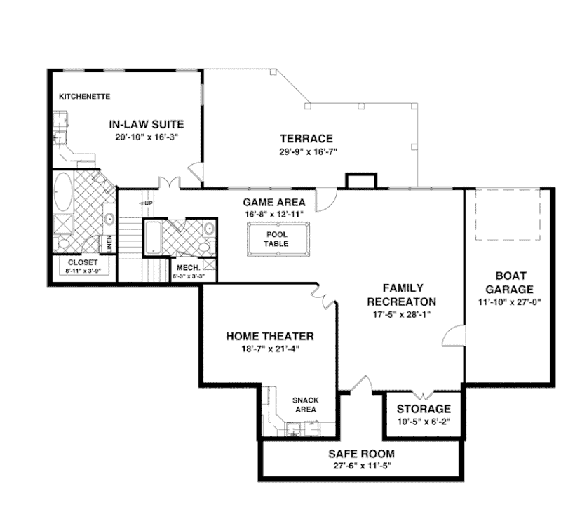 Floor Plan Basement of Country Plan #109-1193