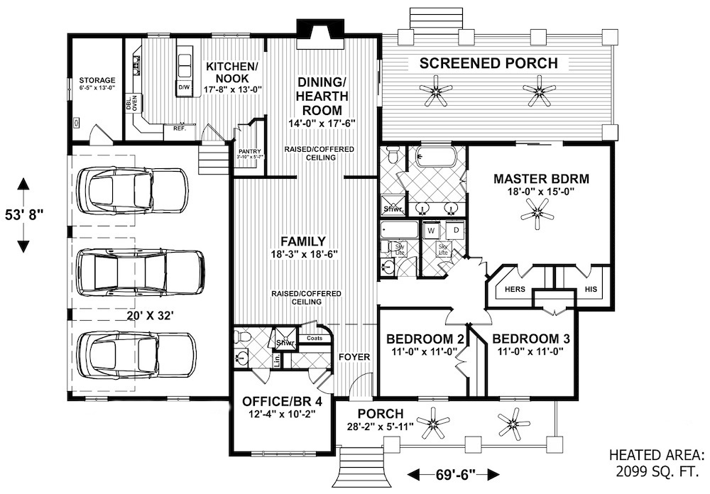 Floor Plan Main Level of Cottage Plan #109-1196
