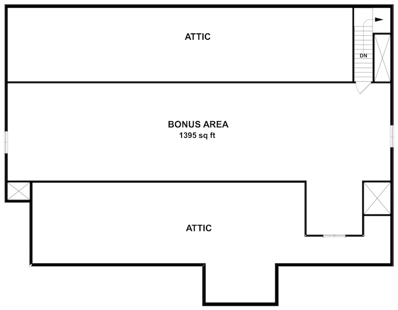 Floor Plan Bonus Room of Cottage Plan #109-1197