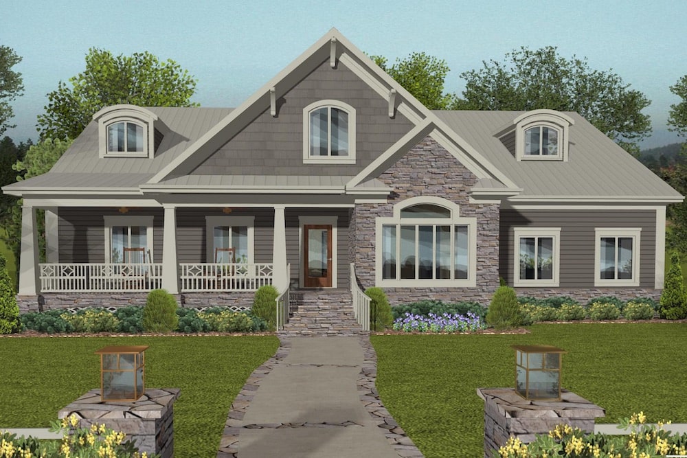 Front elevation of Cottage home (ThePlanCollection: House Plan #109-1197)