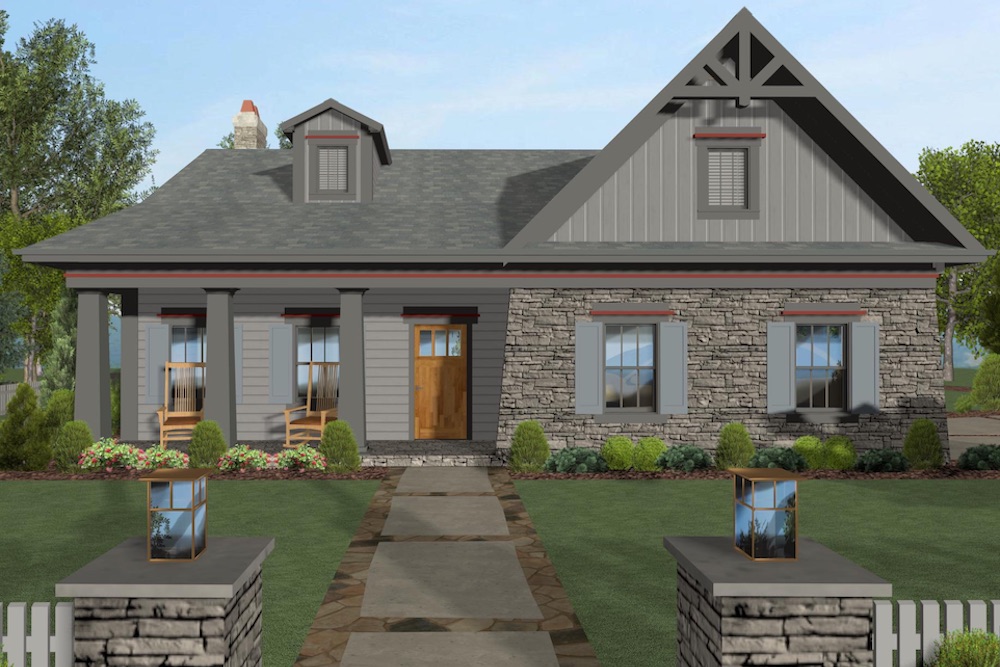 Front elevation of Cottage home (ThePlanCollection: House Plan #109-1199)
