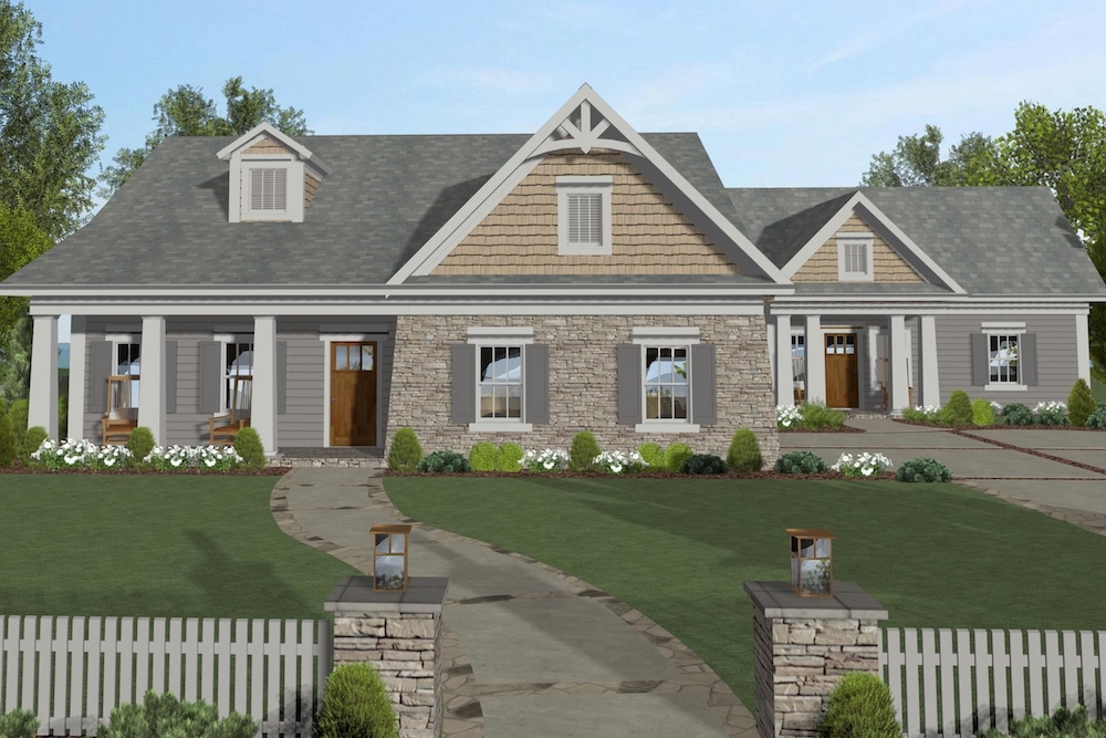 Front elevation of Cottage home (ThePlanCollection: House Plan #109-1200)