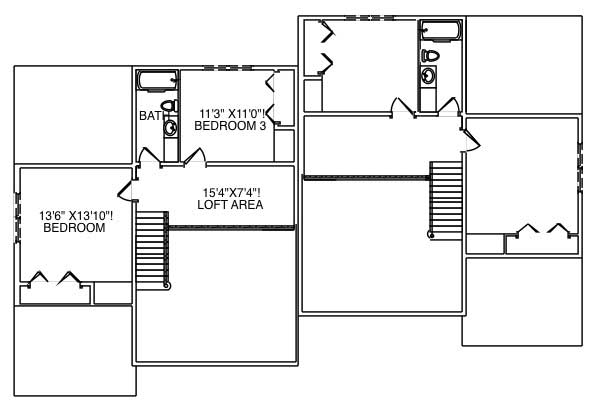 Floor Plan Second Story of Multi-Level Plan #110-1002