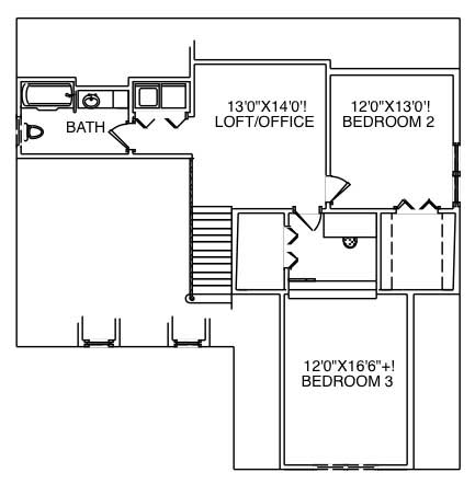 Floor Plan Second Story of Cape Cod Plan #110-1016
