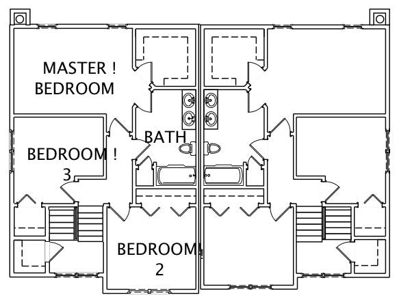 Floor Plan Second Story of Multi-Unit Plan #110-1022