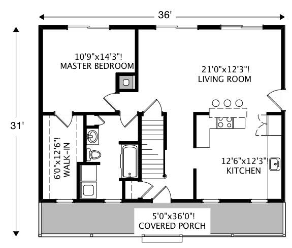 Floor Plan First Story of Country Plan #110-1029
