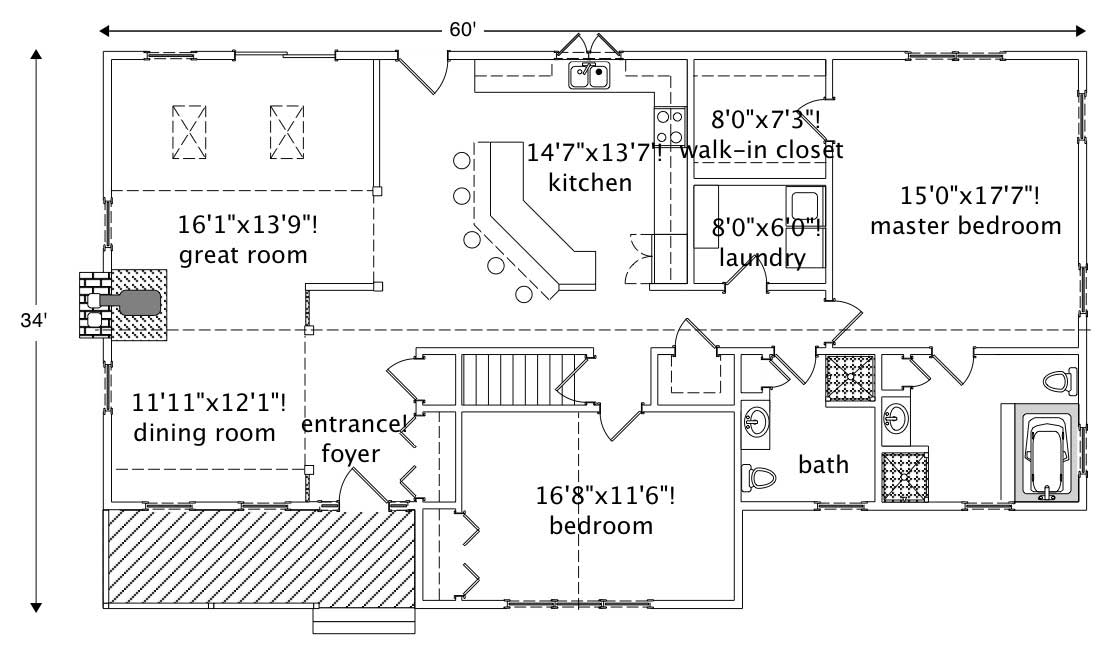 Floor Plan First Story of Country Plan #110-1030
