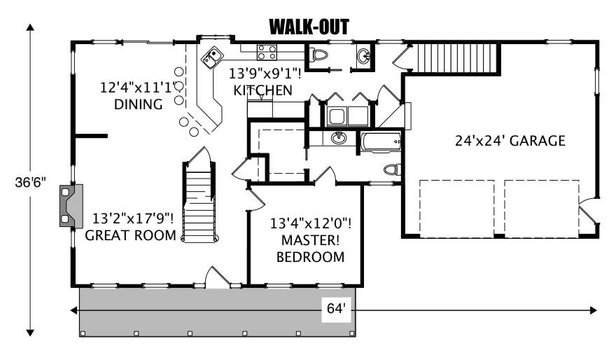 Floor Plan First Story of Cape Cod Plan #110-1031