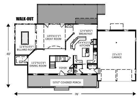 Floor Plan First Story of Country Plan #110-1032