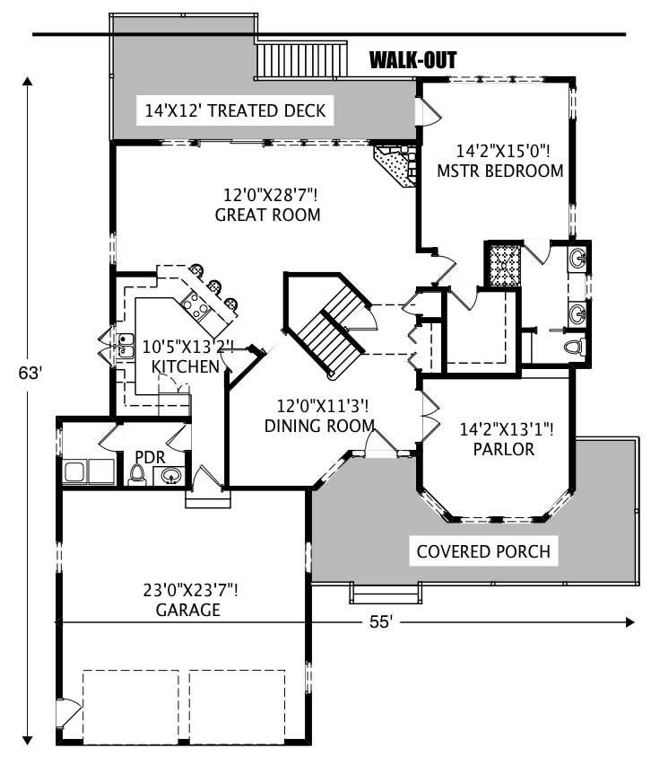 Floor Plan First Story of Cape Cod Plan #110-1033