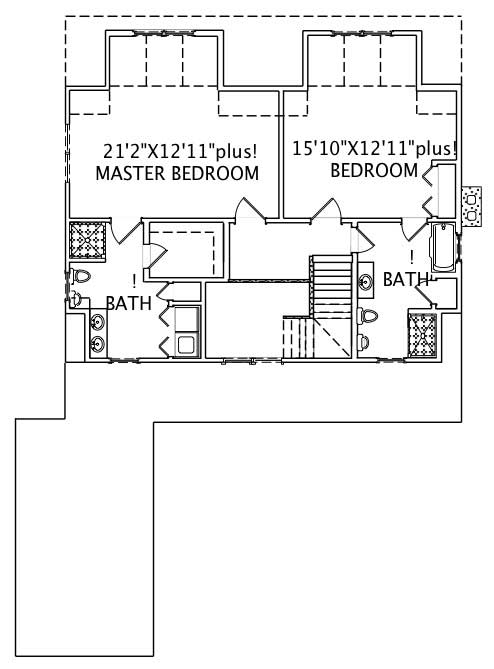 Floor Plan Second Story of Country Plan #110-1034