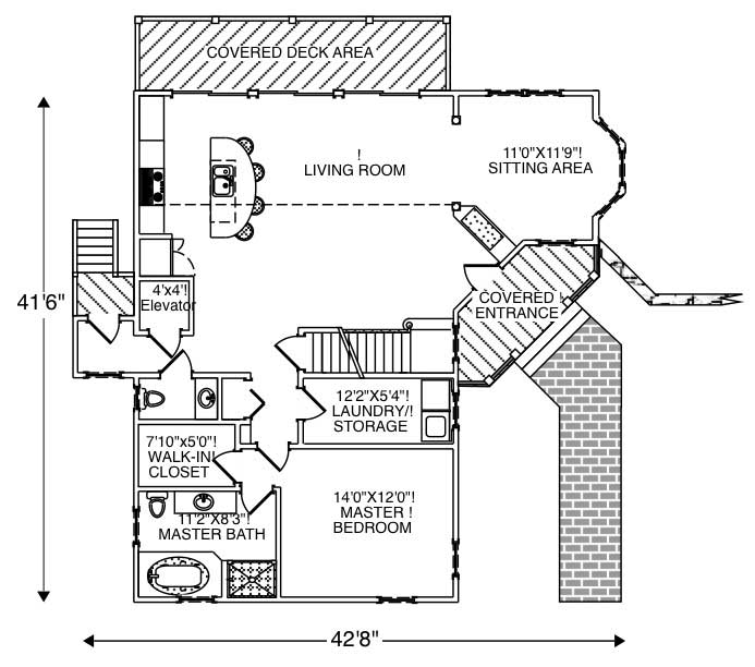 Floor Plan First Story of Craftsman Plan #110-1035