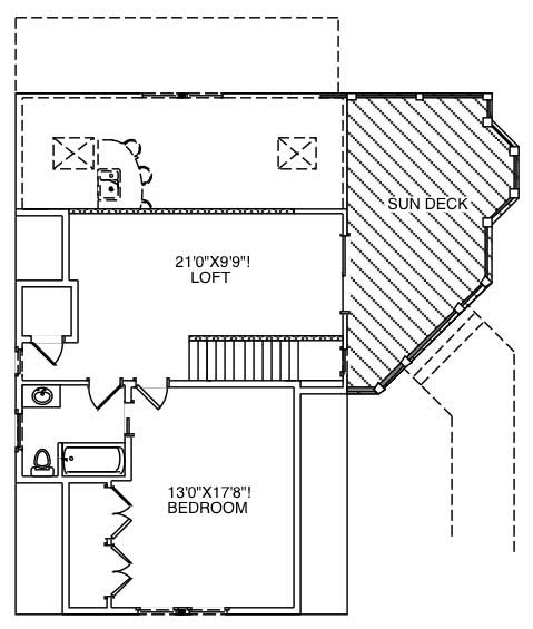 Floor Plan Second Story of Craftsman Plan #110-1035