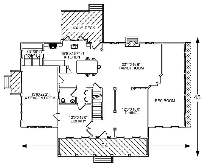 Floor Plan First Story of Country Plan #110-1036
