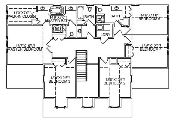 Floor Plan Second Story of Country Plan #110-1036