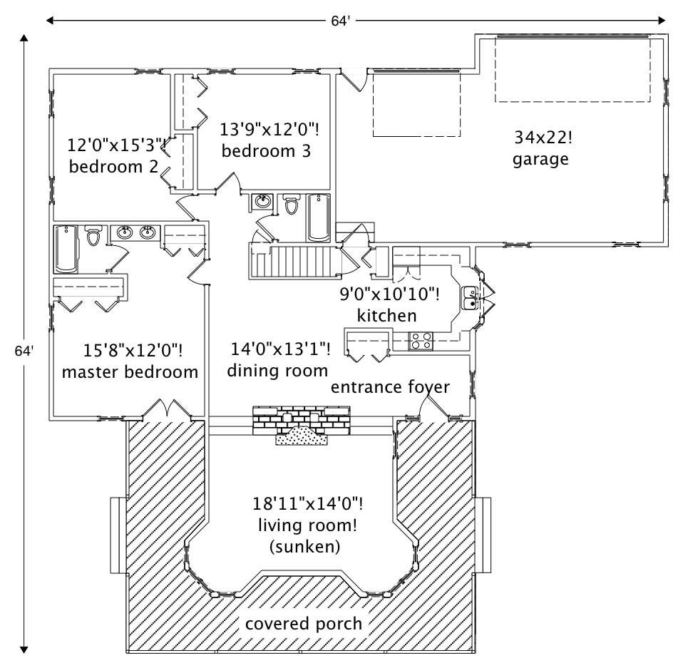 Floor Plan First Story of Plan #110-1039