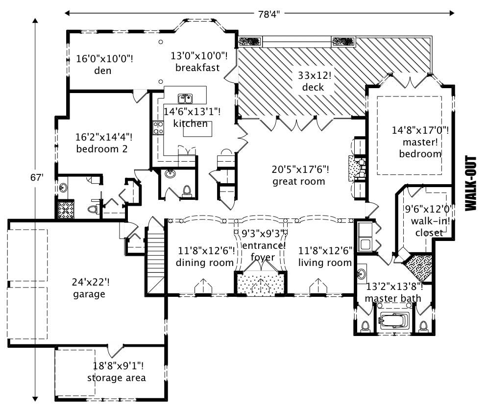 Floor Plan First Story of European Plan #110-1042