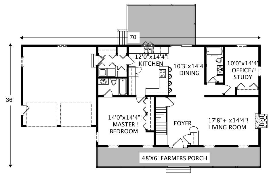 Floor Plan First Story of Country Plan #110-1045