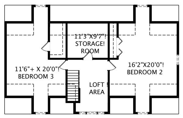 Floor Plan Second Story of Country Plan #110-1045