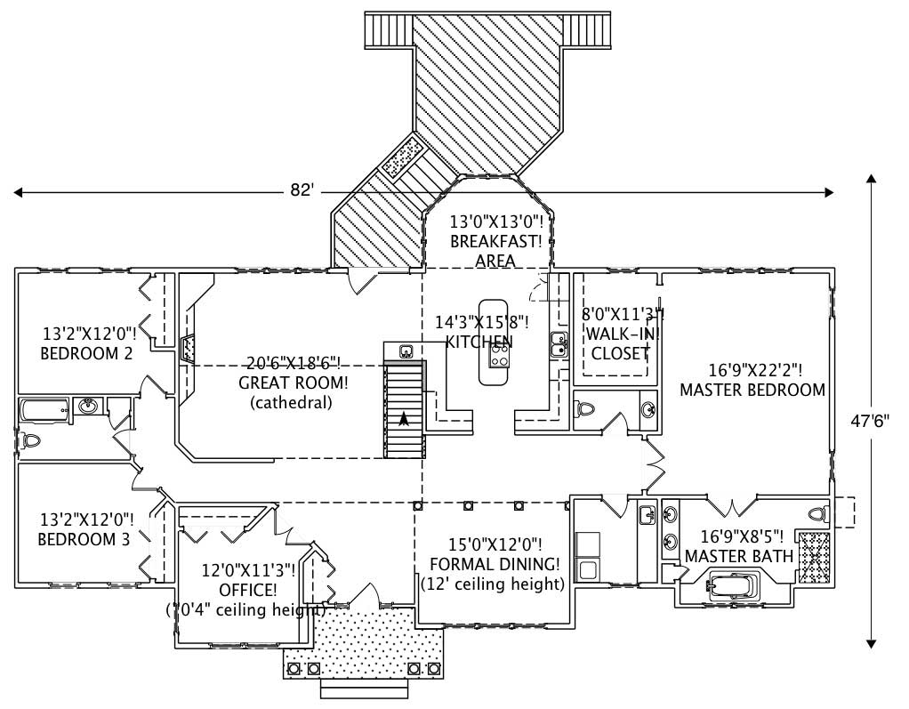 Floor Plan First Story of European Plan #110-1046