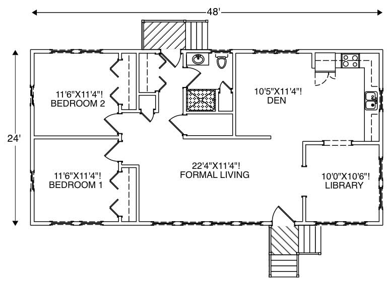 Floor Plan First Story of Ranch Plan #110-1047
