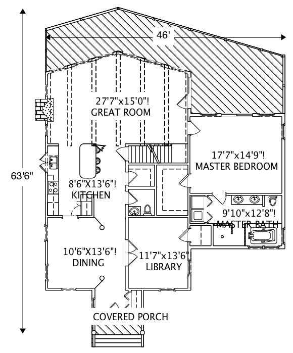 Floor Plan First Story of Contemporary Plan #110-1049
