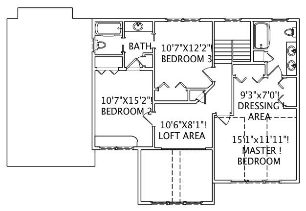 Floor Plan Second Story of Country Plan #110-1051