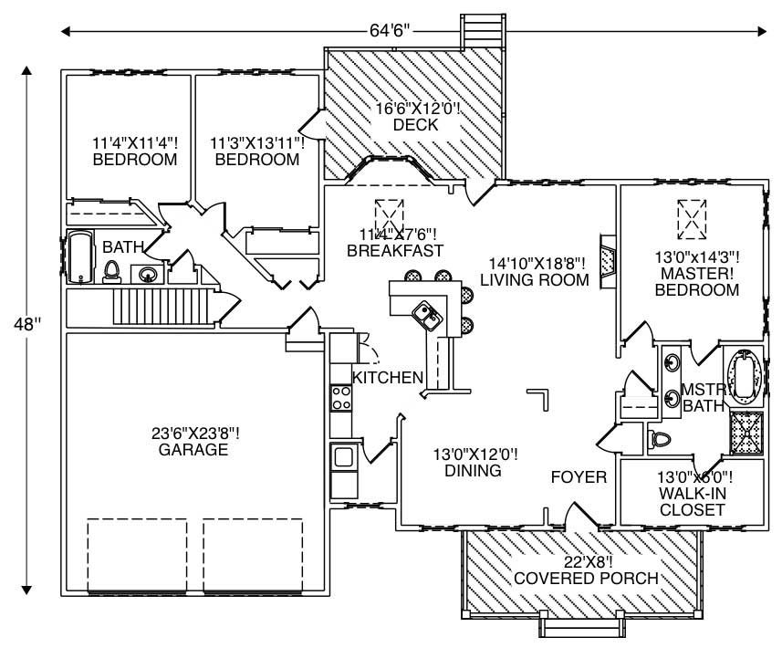 Floor Plan First Story of Craftsman Plan #110-1052