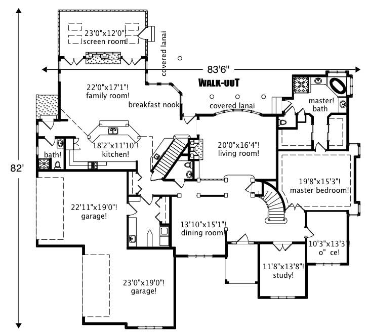 Floor Plan First Story of European Plan #110-1053