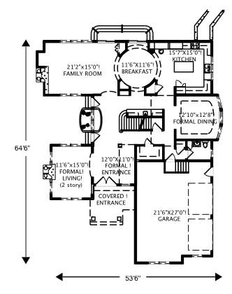 Floor Plan First Story of European Plan #110-1054