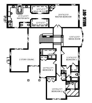 Floor Plan Second Story of European Plan #110-1054