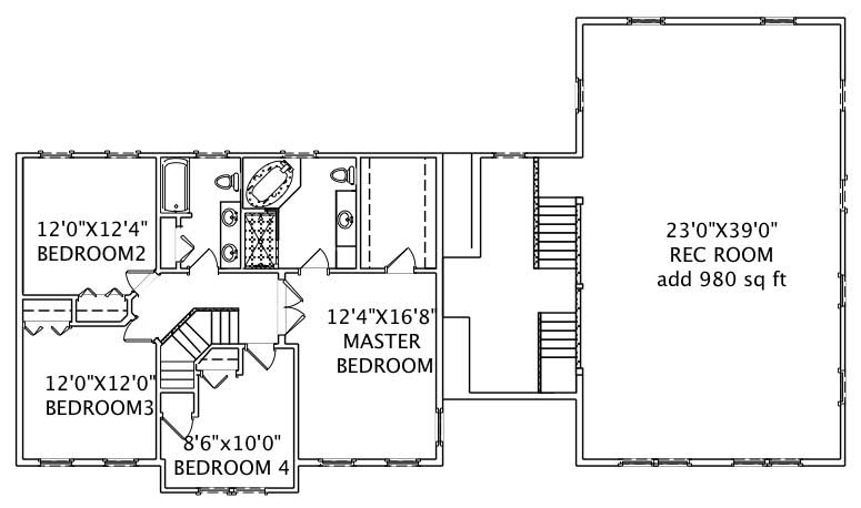 Floor Plan Second Story of Country Plan #110-1059