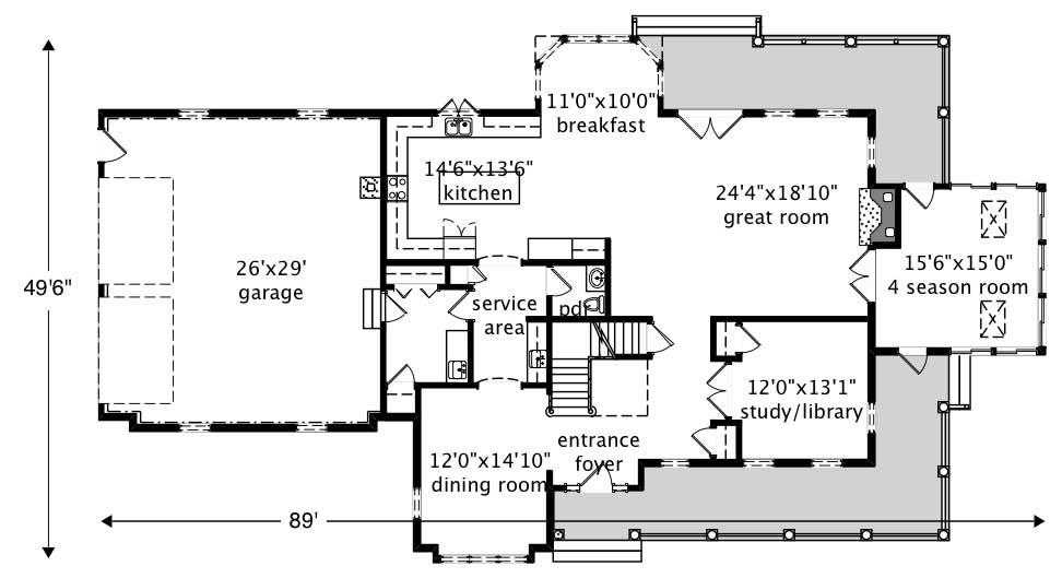 Floor Plan First Story of Country Plan #110-1060