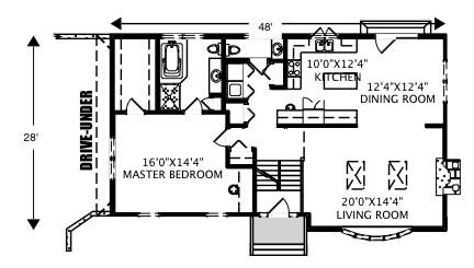 Floor Plan First Story of Multi-Level Plan #110-1061
