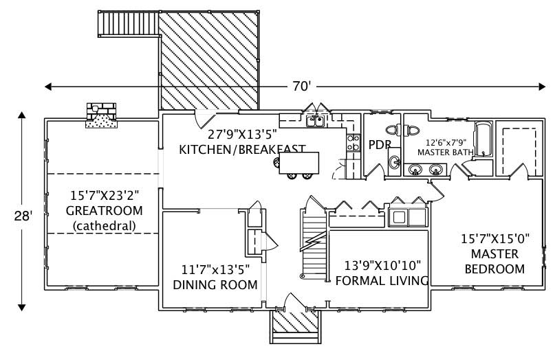 Floor Plan First Story of Country Plan #110-1064