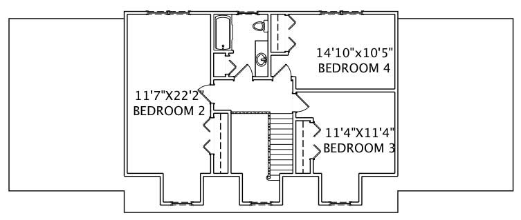 Floor Plan Second Story of Country Plan #110-1064