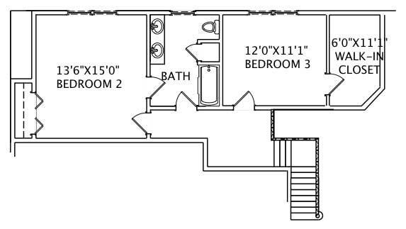 Floor Plan Second Story of Cape Cod Plan #110-1065
