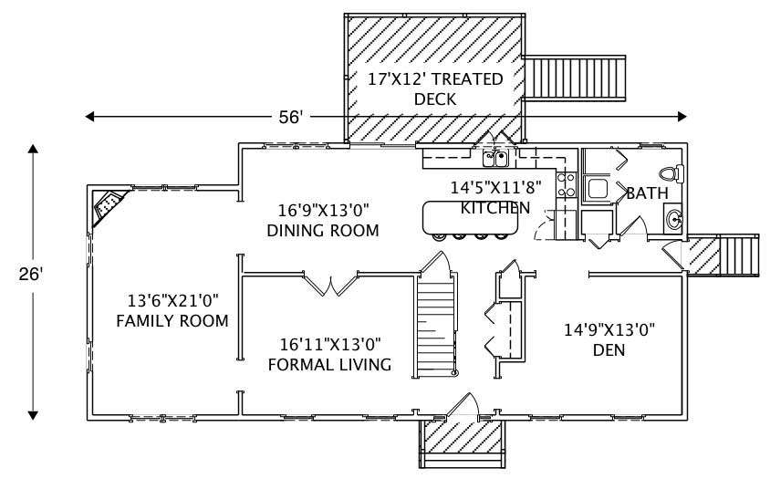 Floor Plan First Story of Colonial Plan #110-1067