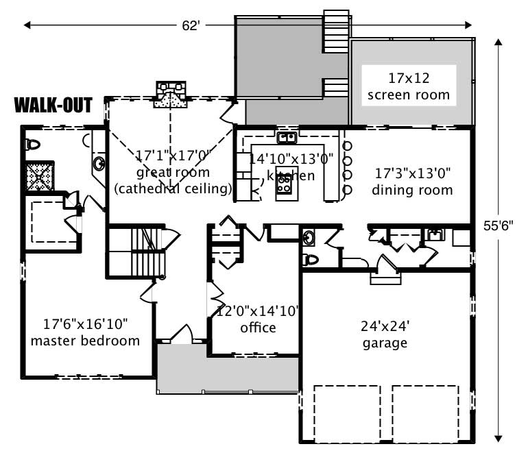 Floor Plan First Story of Country Plan #110-1070