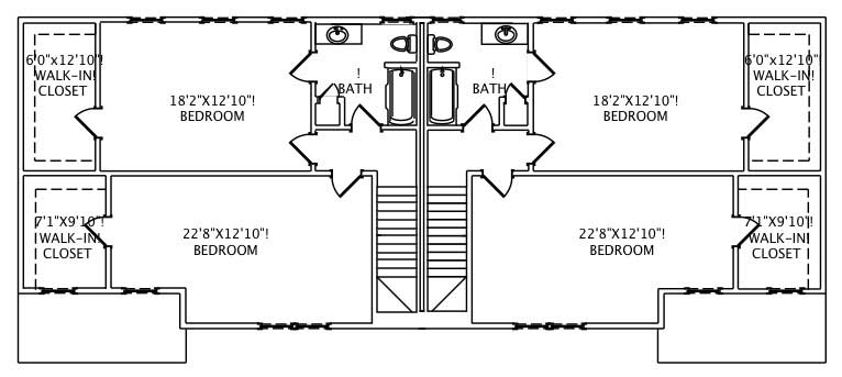 Floor Plan Second Story of Multi-Unit Plan #110-1078