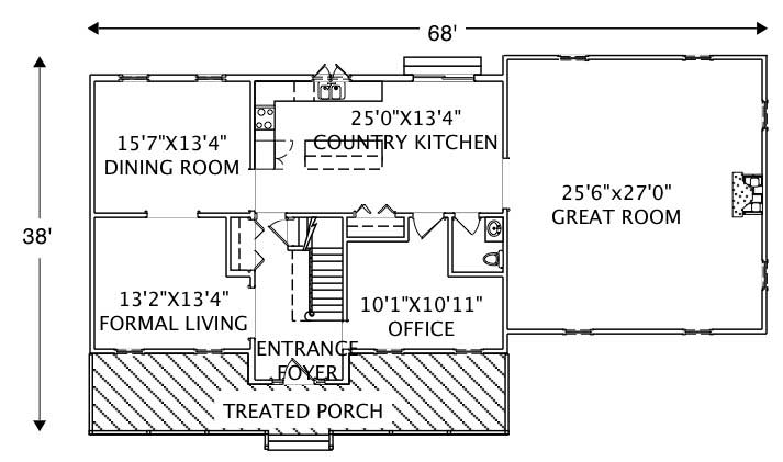 Floor Plan First Story of Country Plan #110-1083