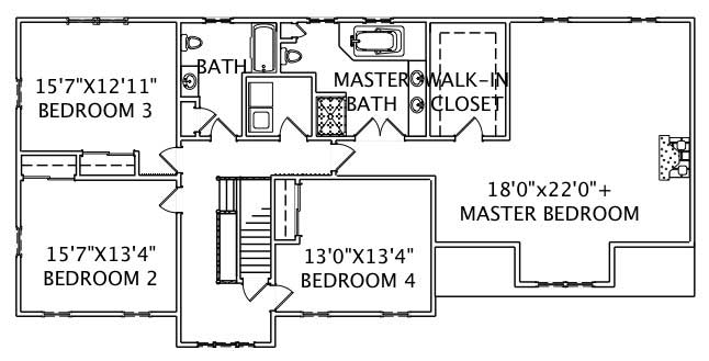 Floor Plan Second Story of Country Plan #110-1083