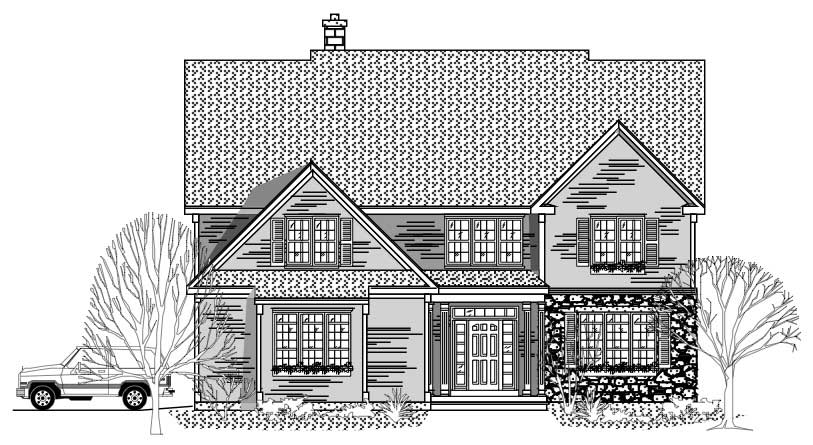 This is the front elevation for these Traditional Houseplans.